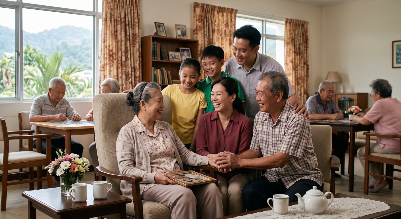 Family members spending time together in a calm home environment